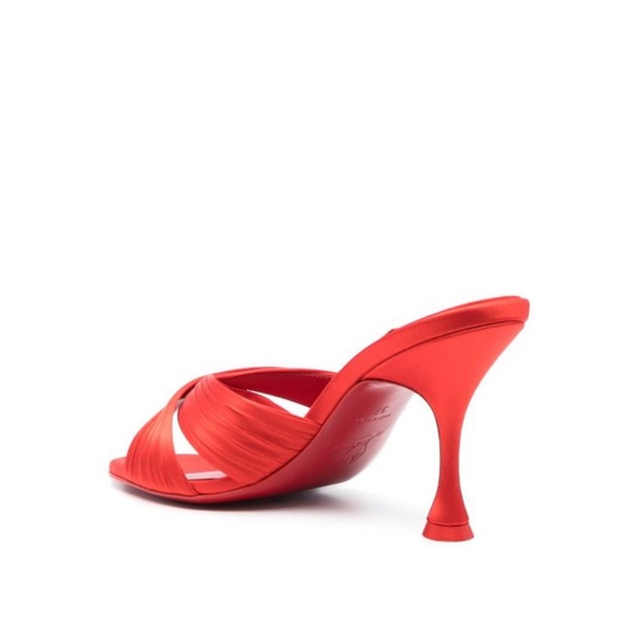 Christian Louboutin NICOLE IS BACK 85 Crepe Silk Mules Sandals Heels Shoes NWT - Picture 4 of 8